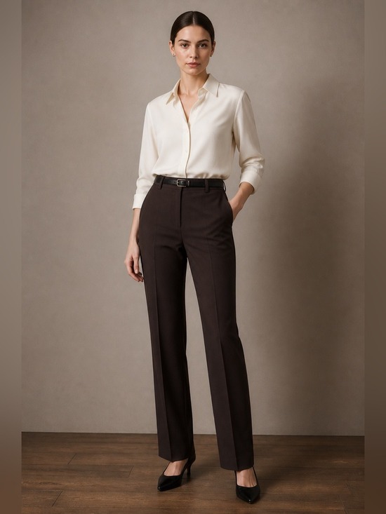 Rafaella Pants - Rafaella Dark Brown Straight Leg Dress Pants Stretch Trousers EUC Size 8